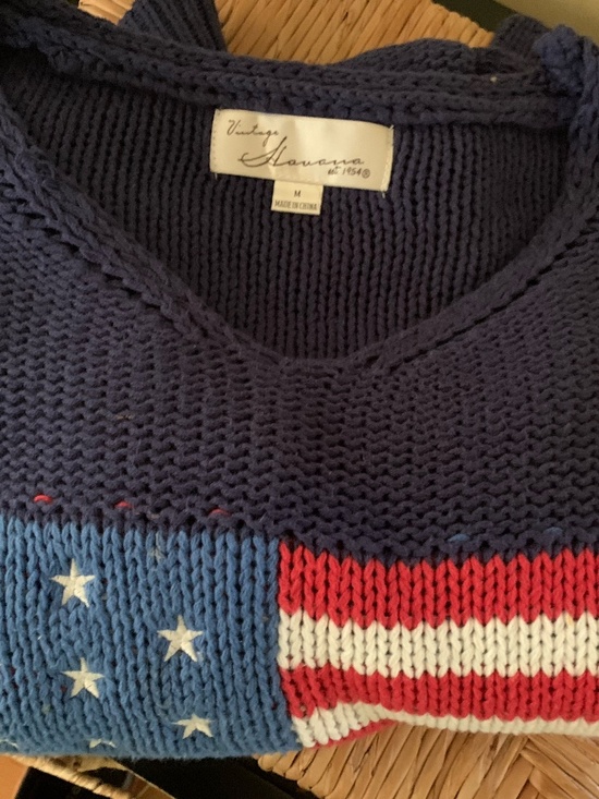 Vintage Havana Sweaters - Vintage Havana Oversized Navy Flag Women's Sweater
